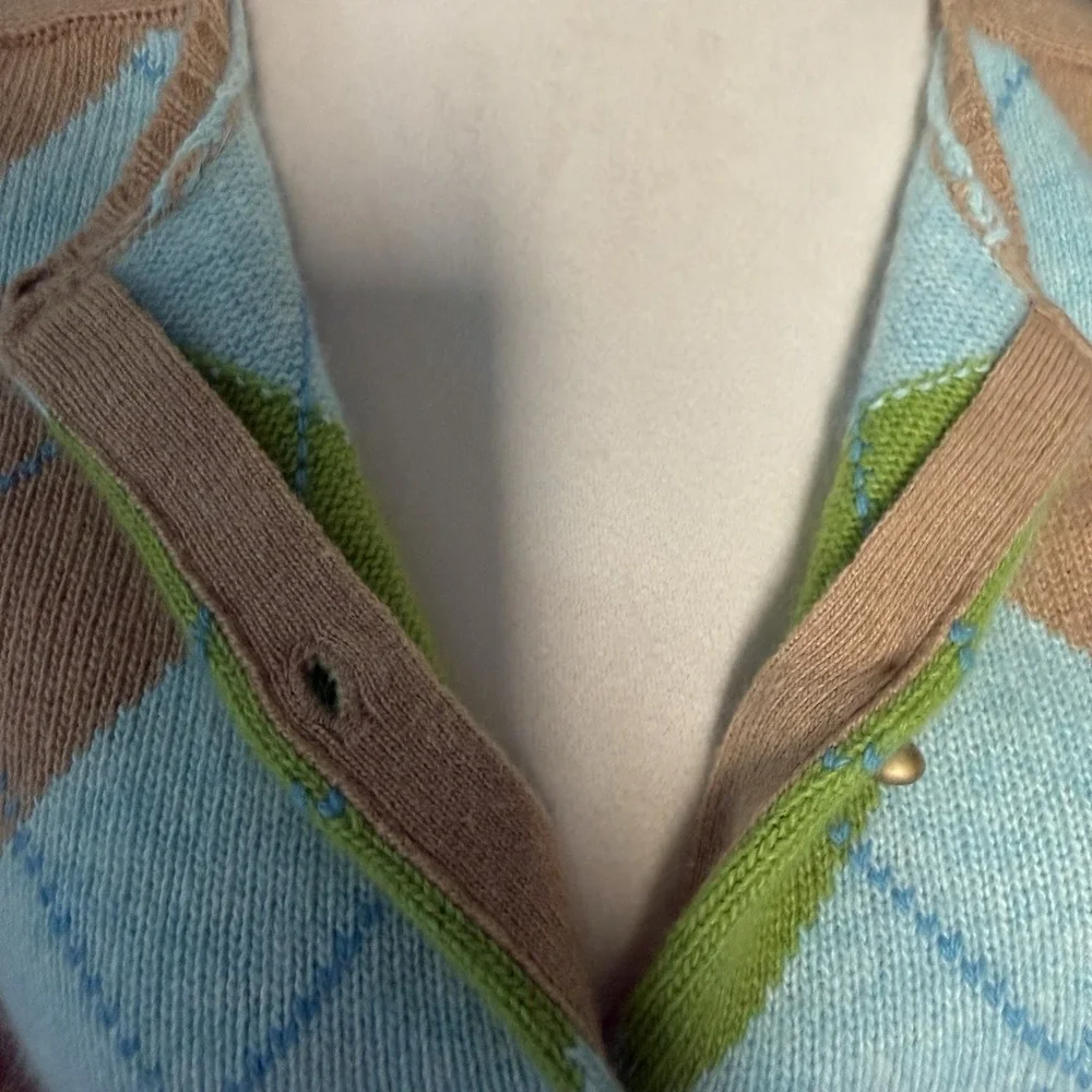 J.Crew Vintage Cardigan Merino Wool/ Angora / Cashmere Argyle Preppy Academia S - Picture 7 of 15